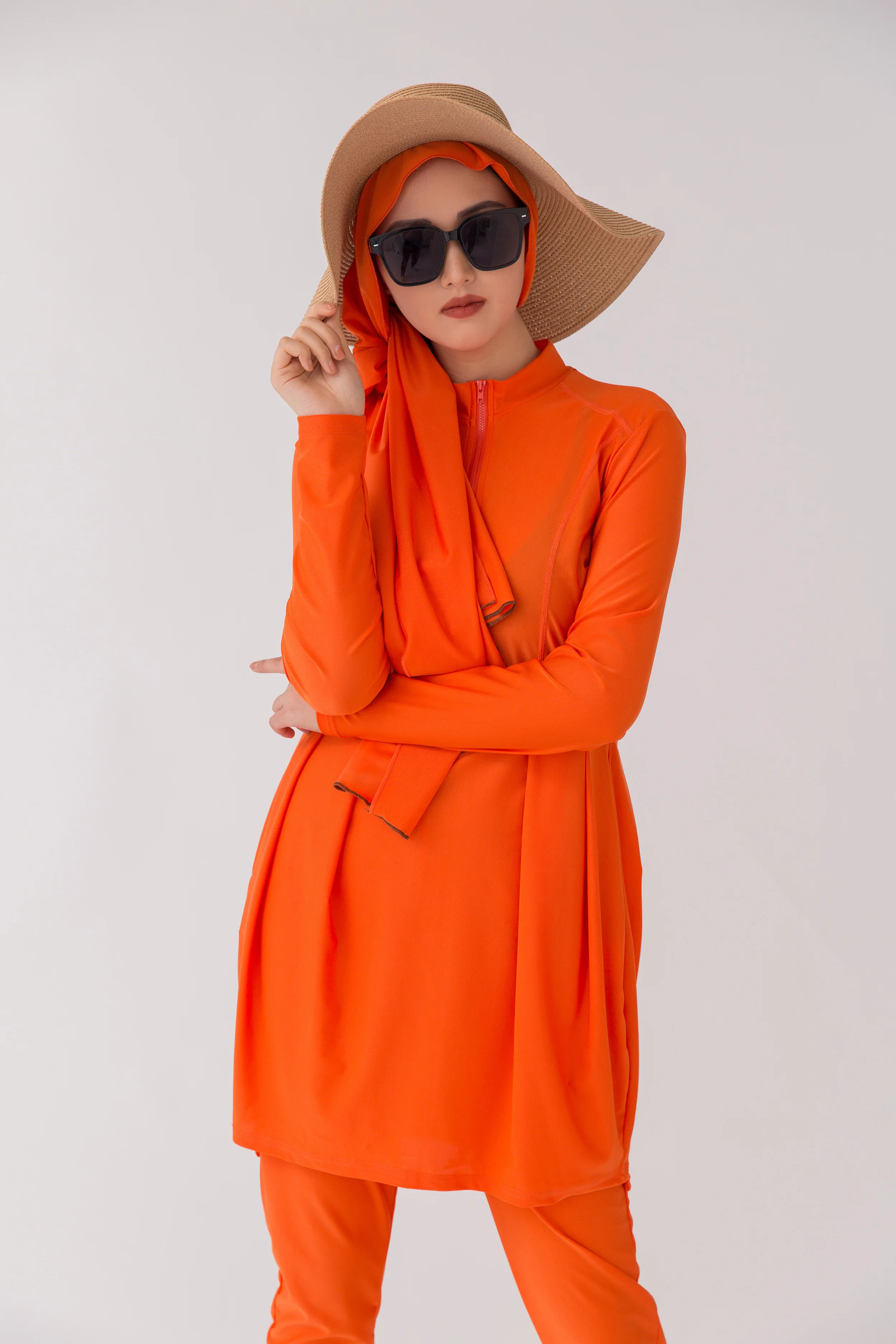 orange burkini swimming suit