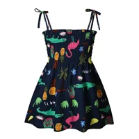 ‌2025 Summer Girls Princess Beach Dress Strapless Floral Print Sleeveless Party Wear Toddler Solid Color Casual Fashion 1-6Y