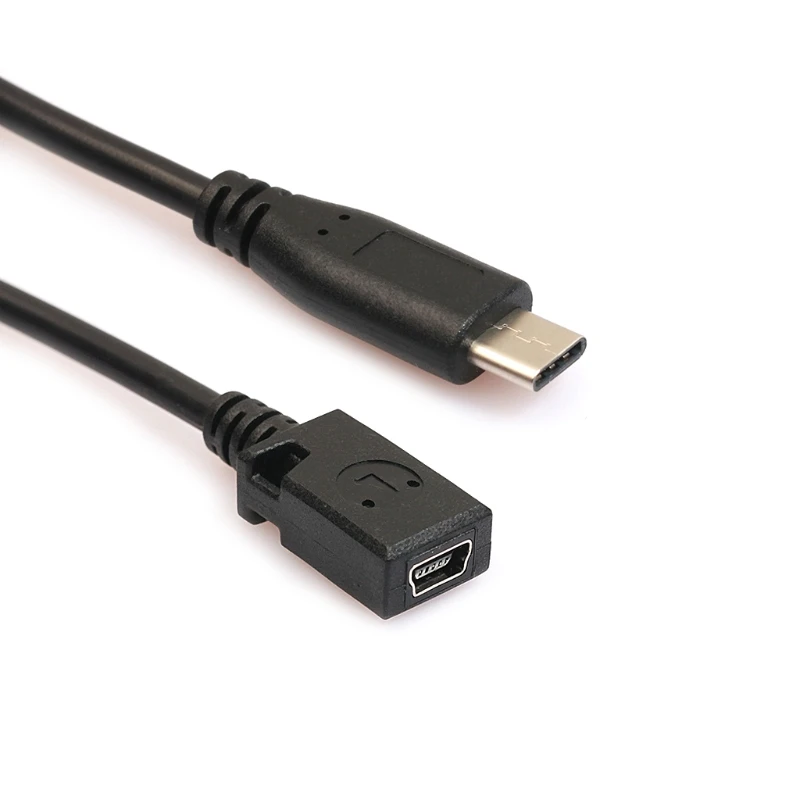 Right-Angle USB-C to Mini USB Adapter Cable for Charging and Data Transfer