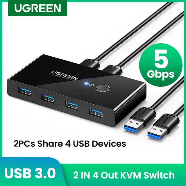 Usb 3.0 Switch Selector Kvm Switch 2 In 1 Out Usb Switcher For 2 Computers  Share 1 Usb Devices Such
