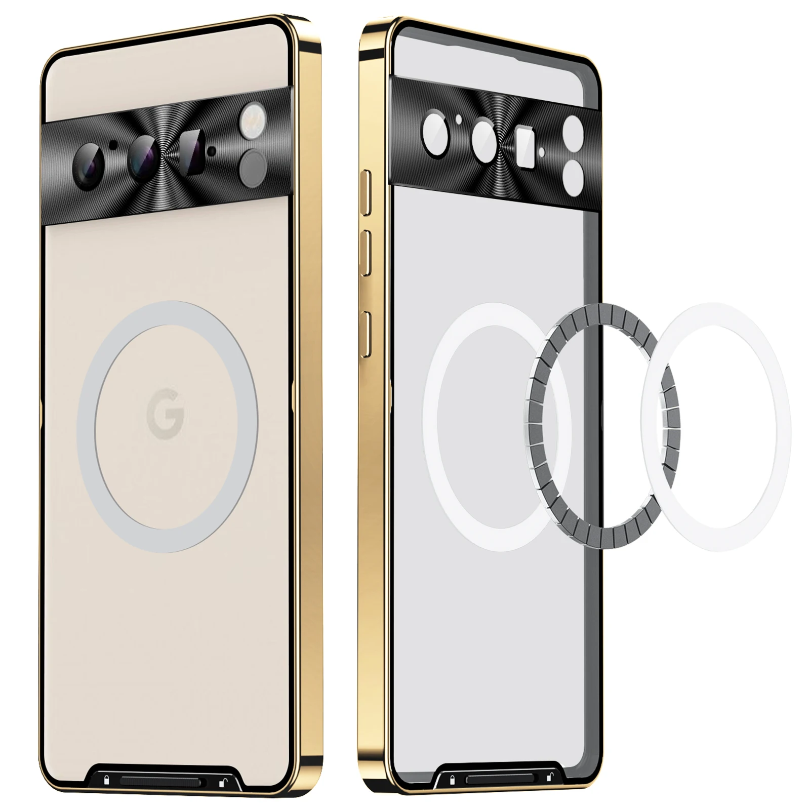 Coque Magnetic Case For Google Pixel 8 Pro Aluminum Alloy Metal Bumper Cases For Pixel 7 7A 6 Wireless Charger Protector Cover