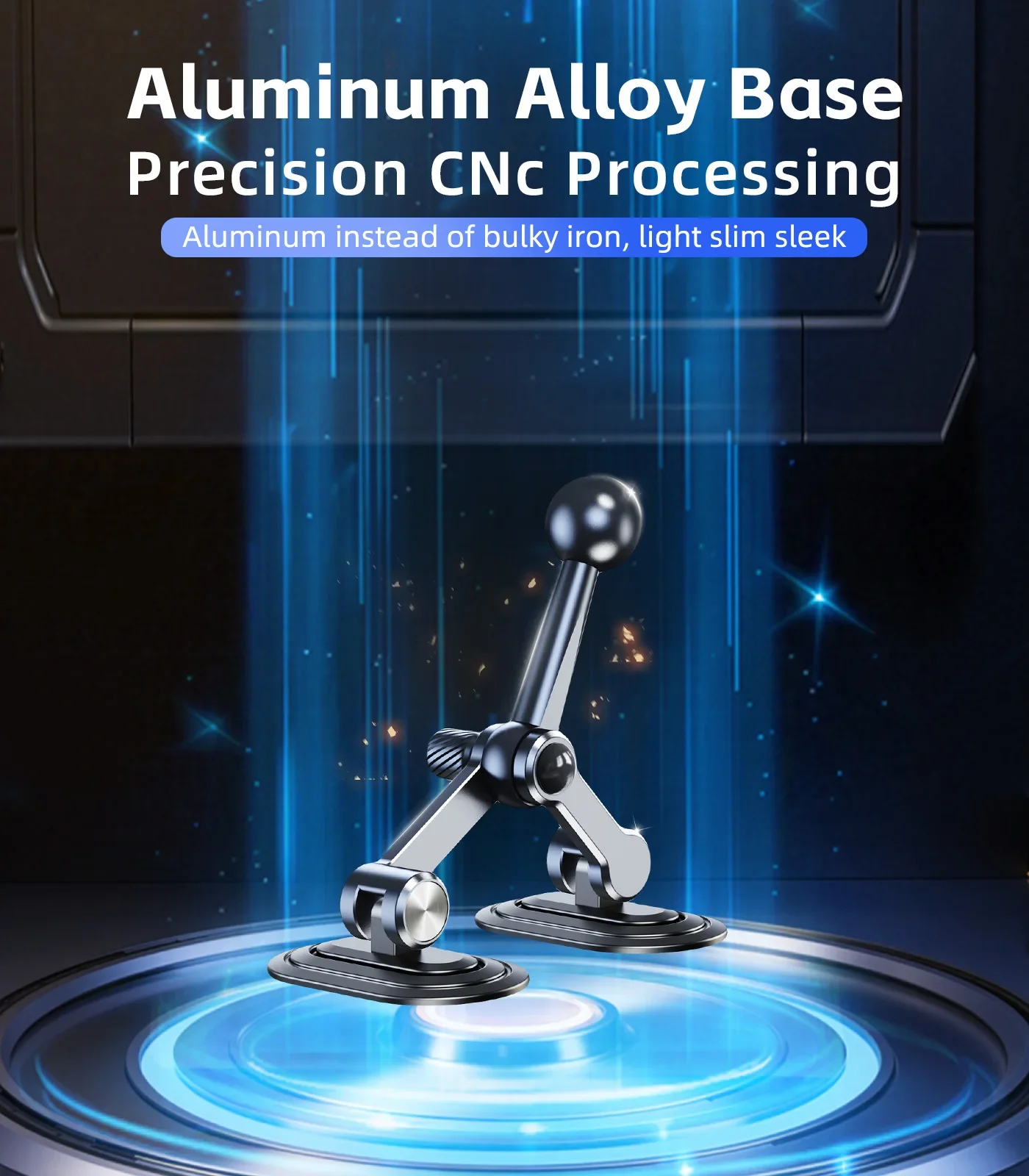 Eary Gravity Car Phone Holder Stand Mount for Dashboard Aluminum Alloy Base With 360°Rotate Fit for Samsung iPhone 4.7-7.2 inch