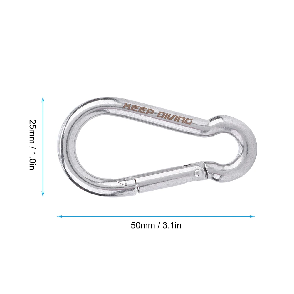 Spring Snap Hook Scuba Diving Accessories KEEP DIVING Scuba Diving 316 Stainless Steel Carabiner Clip Boats Kayak Snap Hook Spring Snap Carabiner Diving Equipment
