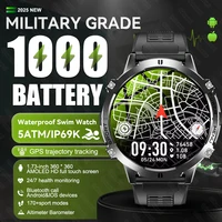 2025 nouveau militaire TREX3 1000mAh batterie montre intelligente 1.73 pouces écran 5ATM étanche GPS altimètre Bluetooth appel hommes Smartwatch 1