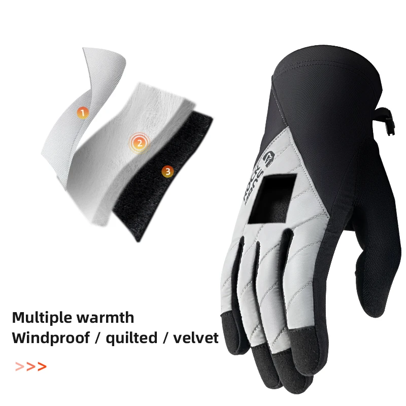 ROCKBROS Winter Bicycle Gloves Thermal Fleece Warmer Motorcycle Electronic Bike Gloves Windproof Full Finger Cycling