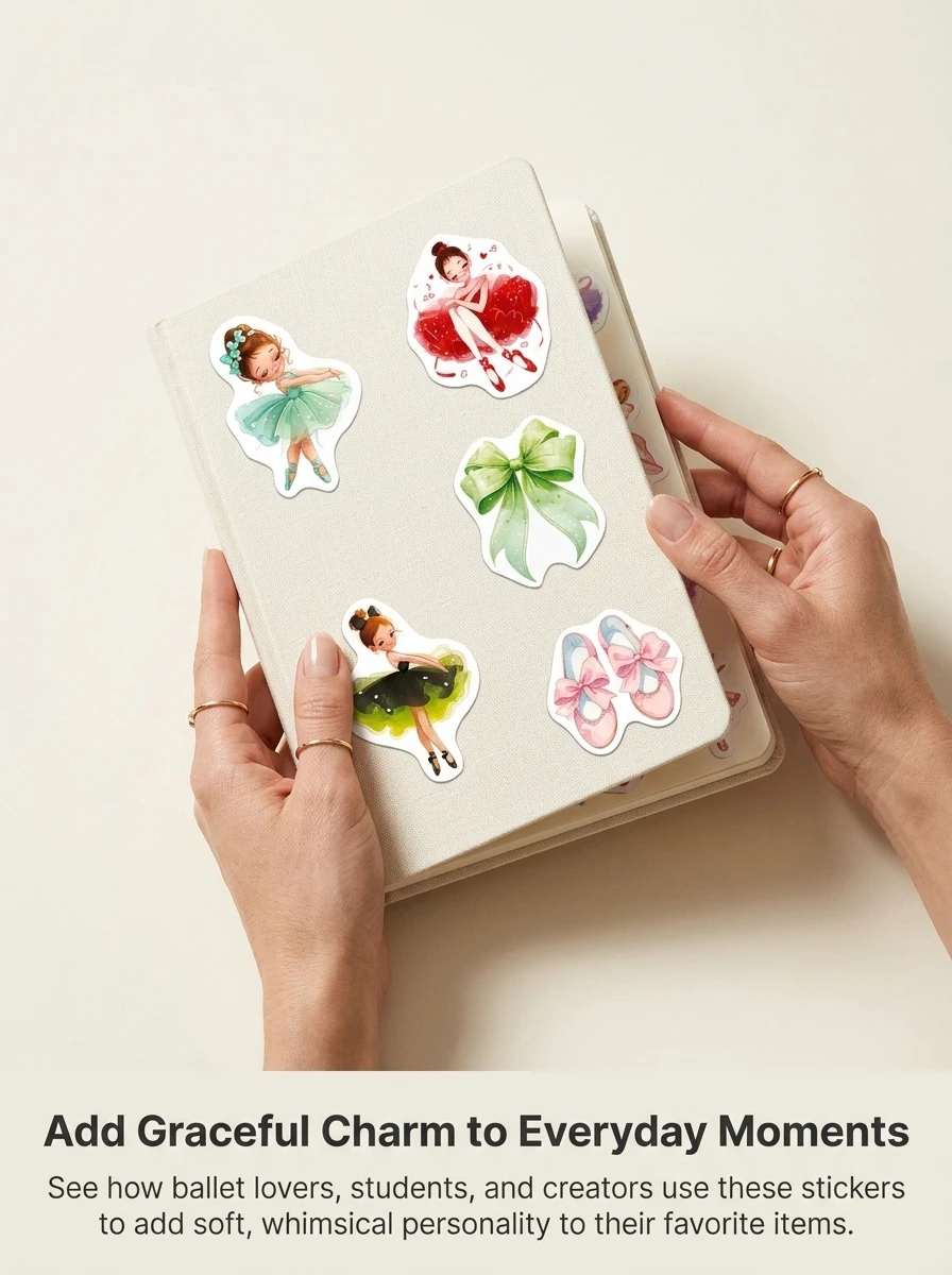 1 롤 (500 개) Kawaii 발레 테마 춤추는 소녀 패턴 스티커 2.5cm/1.0 ''10 디자인 데칼 Diy 장식 선물 라벨 홈 장식