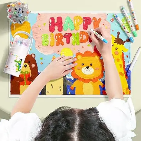 12색 대형 유화 파스텔, 유연한 필라멘트 유화 파스텔, 휴대용 포장 세척 가능한 유화 파스텔, 곰 유화 파스텔