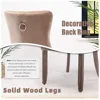 Dining Chair Set of 6 with Button Back Ring, Solid Wood Leg, Modern Upholstered High-end Tufted Side Chairs, Velvet Dining Chair 5