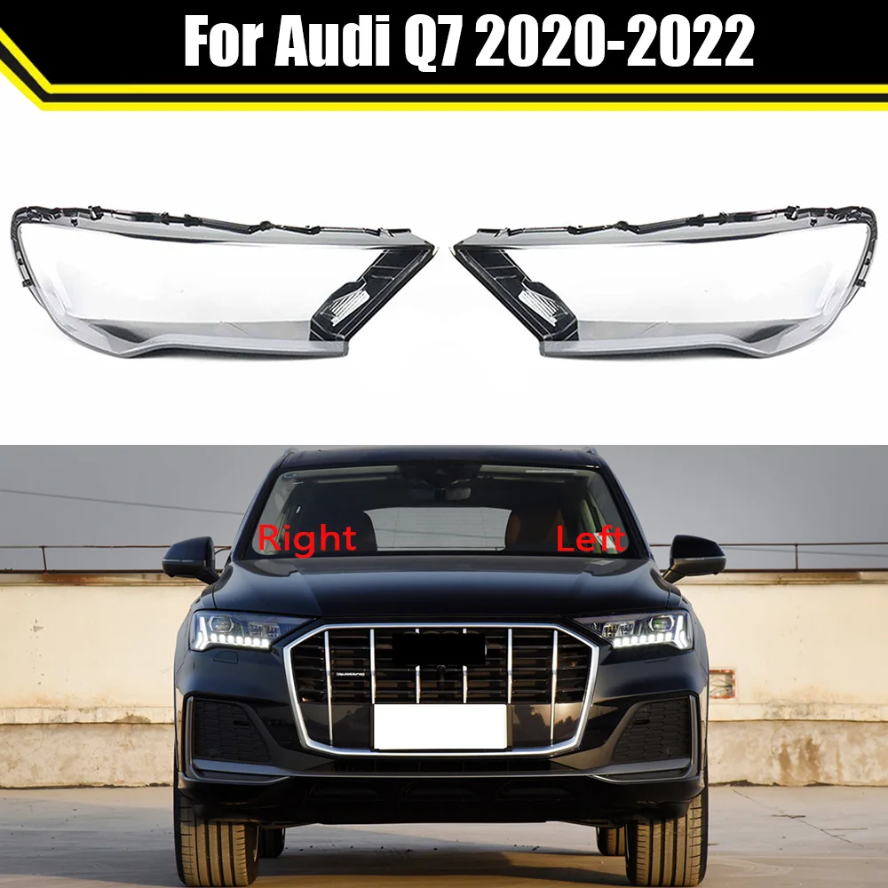 Car Headlight Cover Lens Glass Shell Front Headlamp Caps Transparent Lampshade Auto Light Lamp Case For Audi Q7 2020 2021 2022