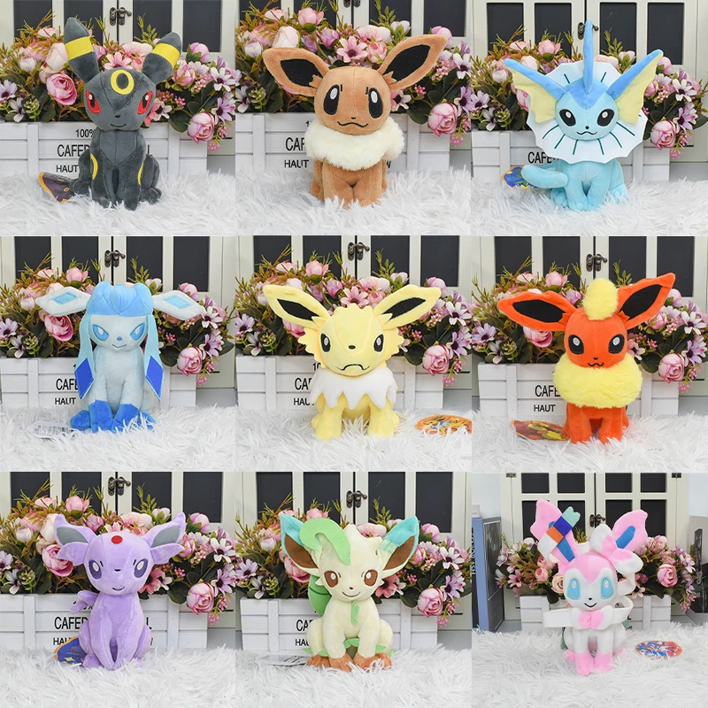 10 Pz/Lotto Pokemon Toys Eevee Umbreon Vaporeon Jolteon Flareon Espeon Leafeon Cartoon Peluche Farcito Prezzo All'Ingrosso