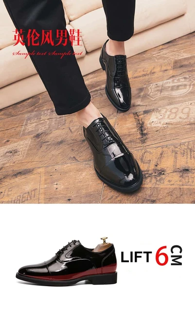 Scarpe Con Alzatacco Uomo - +2.76 Pollici, In Pelle, Suola In Gomma, Stile Casual E Comfortevole