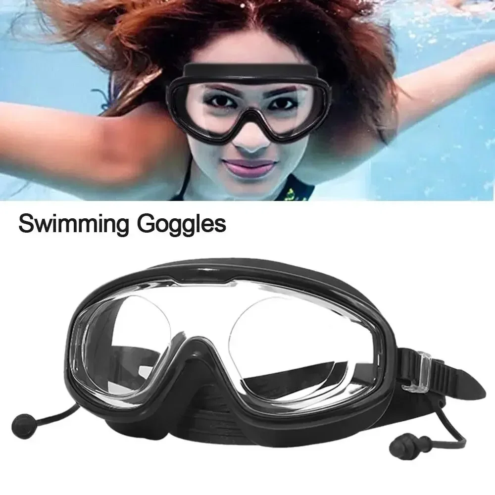 Outdoor Swim Goggles Anti-Fog Wide View Scuba Diving Swimming Glasses with Earplugs for Adult Youth 2