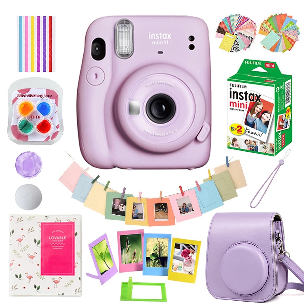 Original Fujifilm Instax Mini 11 Mini 12 SE Instant Camera Single Machine 20 Sheets Mini Film Paper Camera Strap Bag Accessories