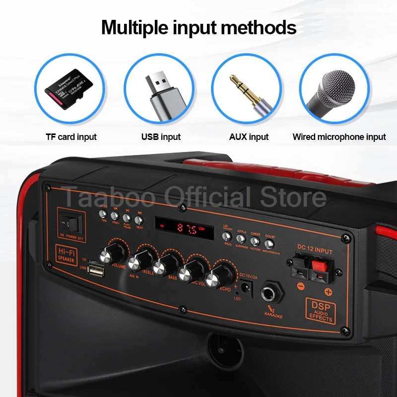 12 Inch Audience Bluetooth Speaker Outdoor Portable Karaoke Trolley With Wireless Dual MIC Remote Control Pull Rod Subwoofer