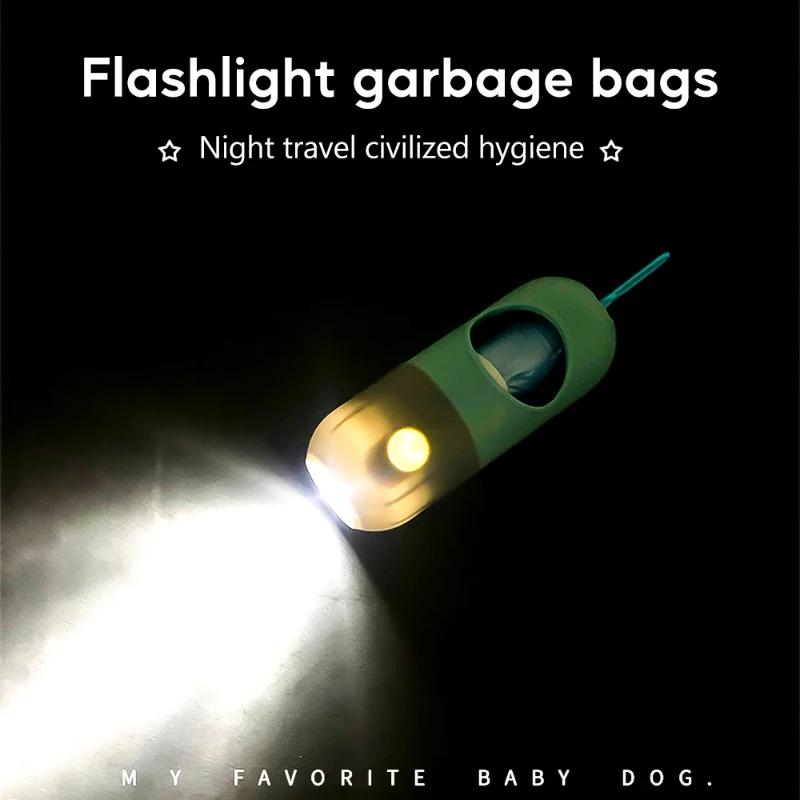 Led Light Dog Poop Bags Dispenser Degradable Waste Bag Outdoor Portable Pet Trash Bags
