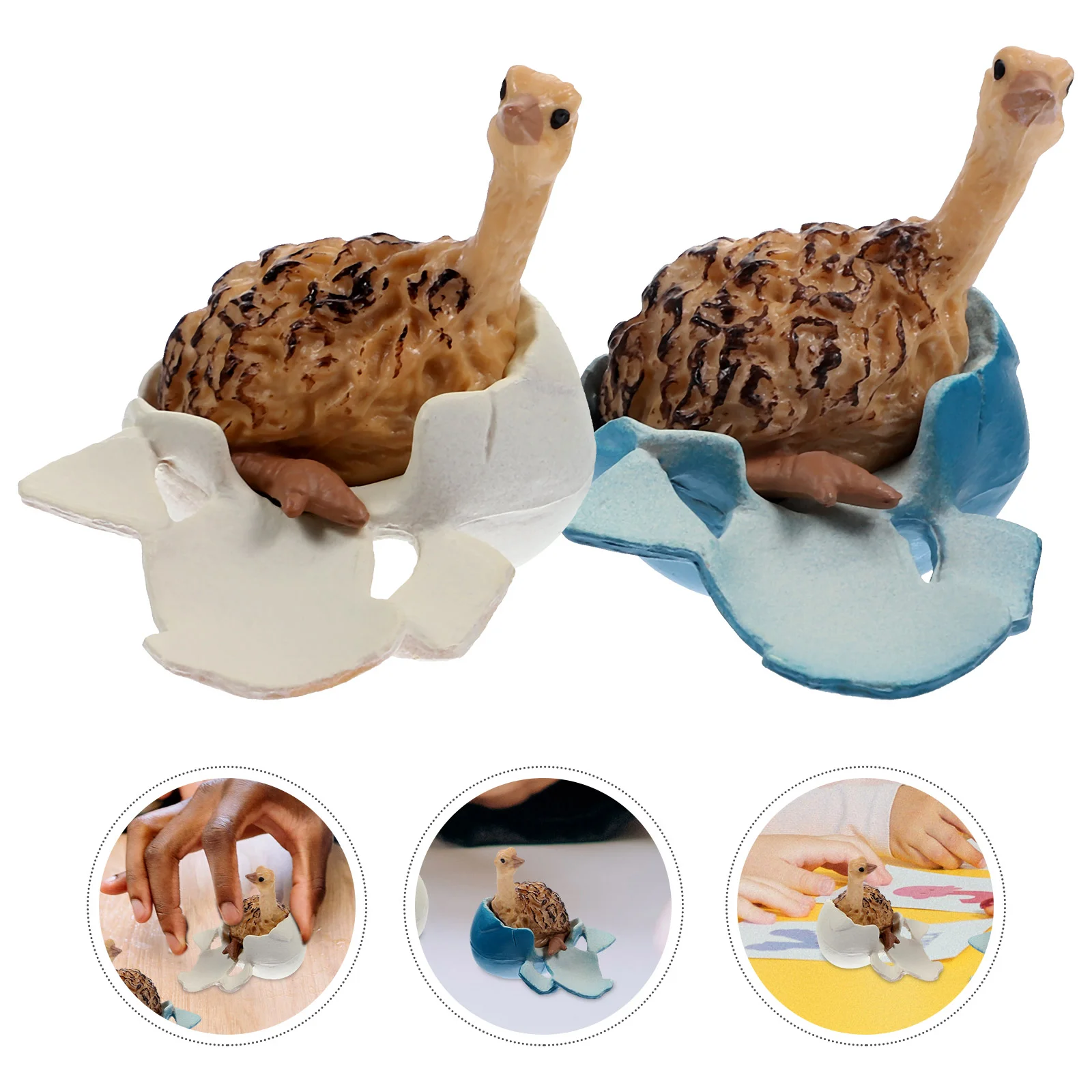 

2 Pcs Toys for Kids Simulation Ostrich Figurine Birds Kids' Fake Model Plastic Realistic Models Animal