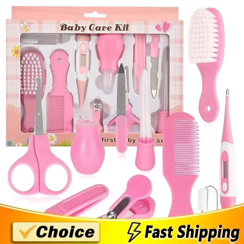 Baby Health Care Kit Kids Nail Hair Health Care Thermometer Grooming Brush Clipper Teether Toothbrush Baby Essentials 10PCS/Set