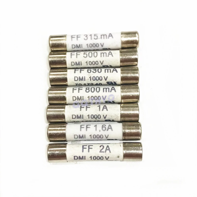 Fusibles en céramique multimètre 7017240, 6.3x32mm, FF 315mA FF500mA FF630mA FF800mA FF1A FF1.6A FF2A DMI 1000V, 10 pièces, fusible à action rapide