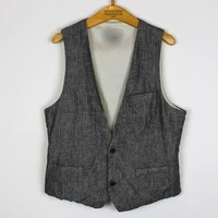 Linen Vest Casual V Neck Gilet Men Suits Vests Two Button Sleeveless Jacket Men's Dress Vests Male Clothing Summer Spring 1