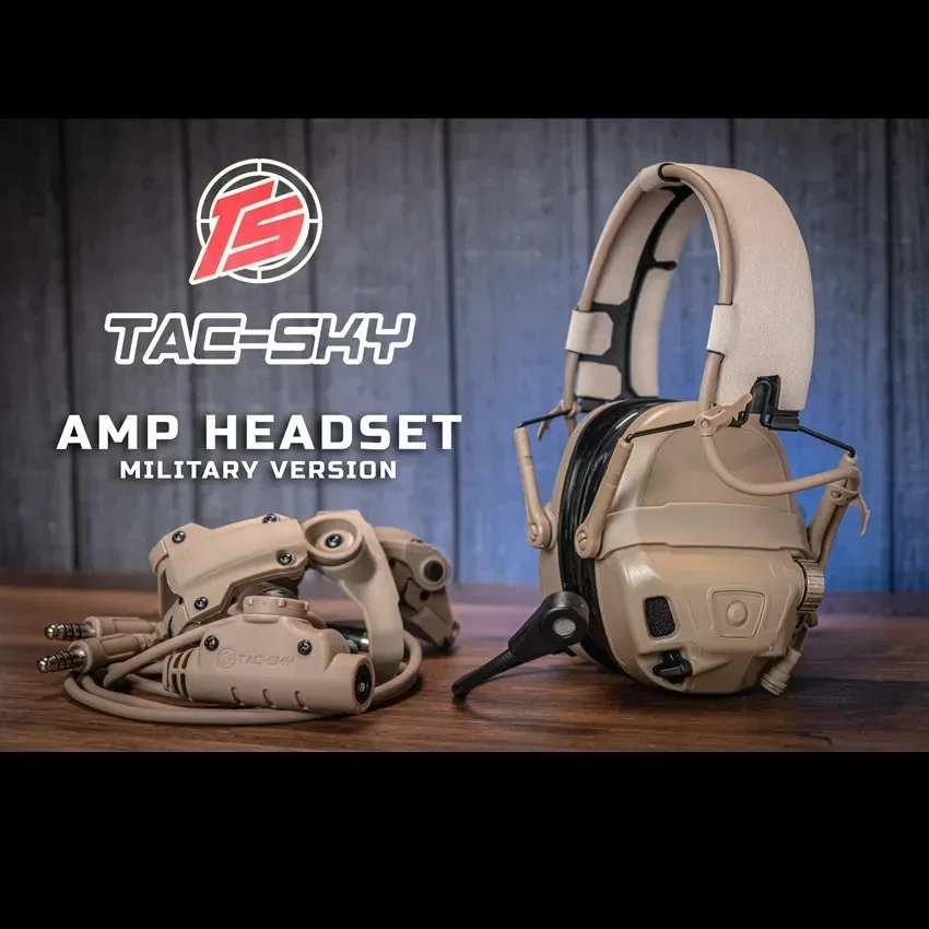 TAC-SKY Tactical AMP Headset Communication cuffie da tiro con Pickup a cancellazione di rumore con adattatore per binario per casco ad arco versione militare