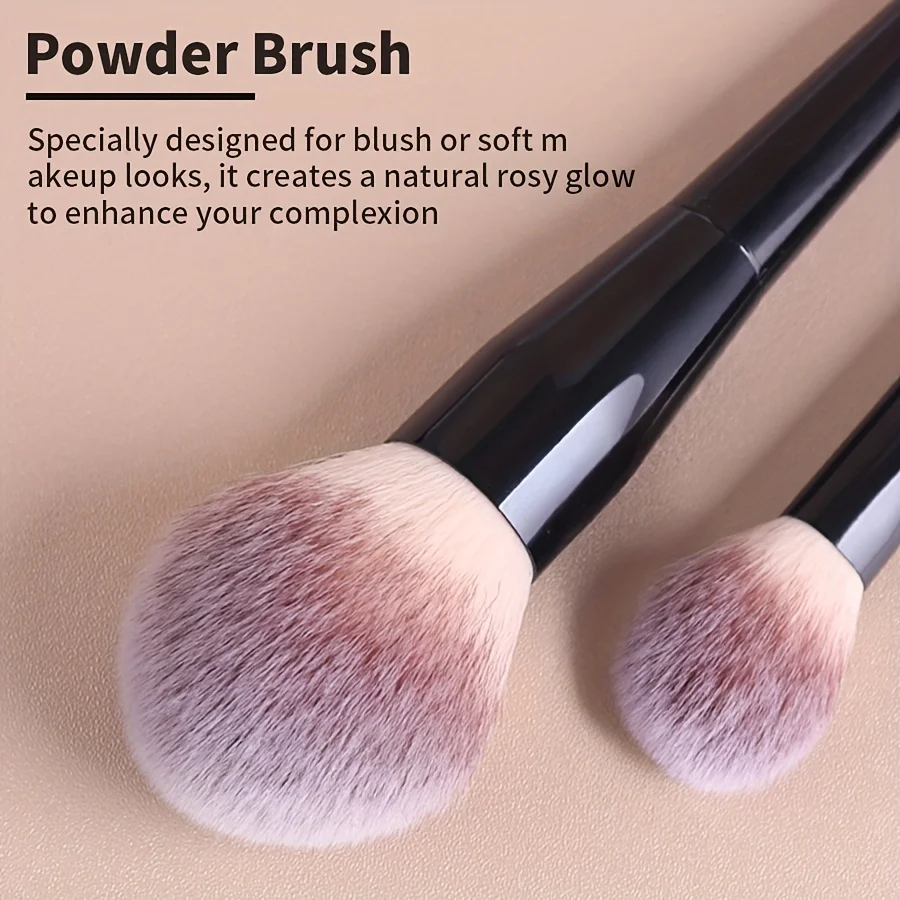 2Pcs Professional Makeup Brush Set, Soft Nylon Bristles Face Brushes for Foundation, Blush, Powder, Contour, Highlighter & Eyesh 6