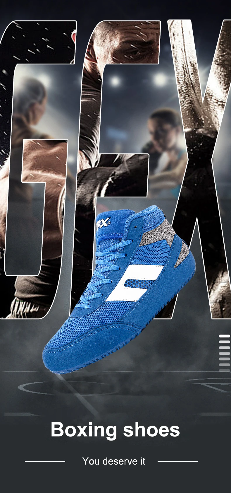 Description Picture 2 of itemNew Wrestling Shoe Fighting Boxing Wrestling Rubber Outsole Breathable Wear-resistant Shoes for Child Women Men Size 29-44