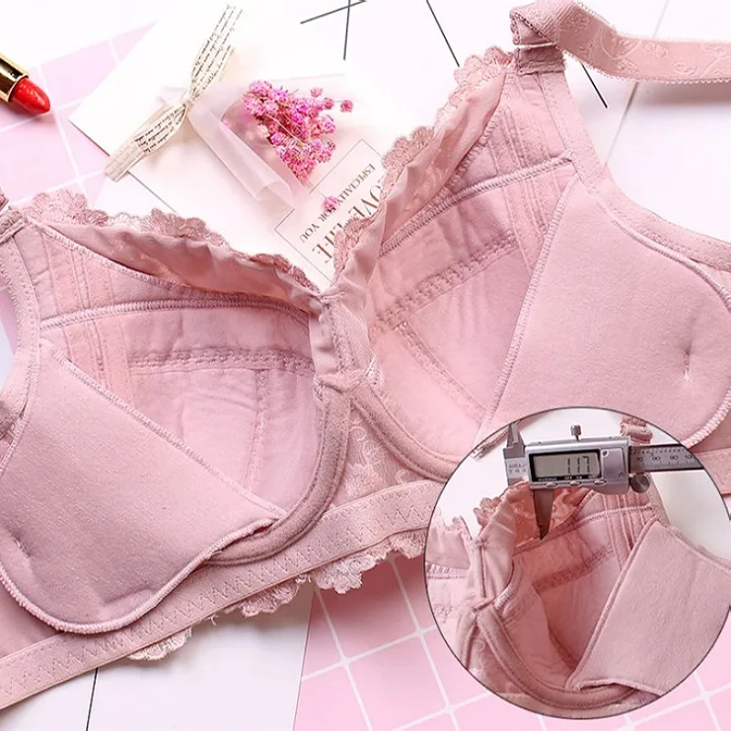Plus Size Bras For Women Lace Embroidery Minimizr Bra Wire Free Sexy Underwear Large 75 80 85 90 95 100 105 110 C D E F G H Cup