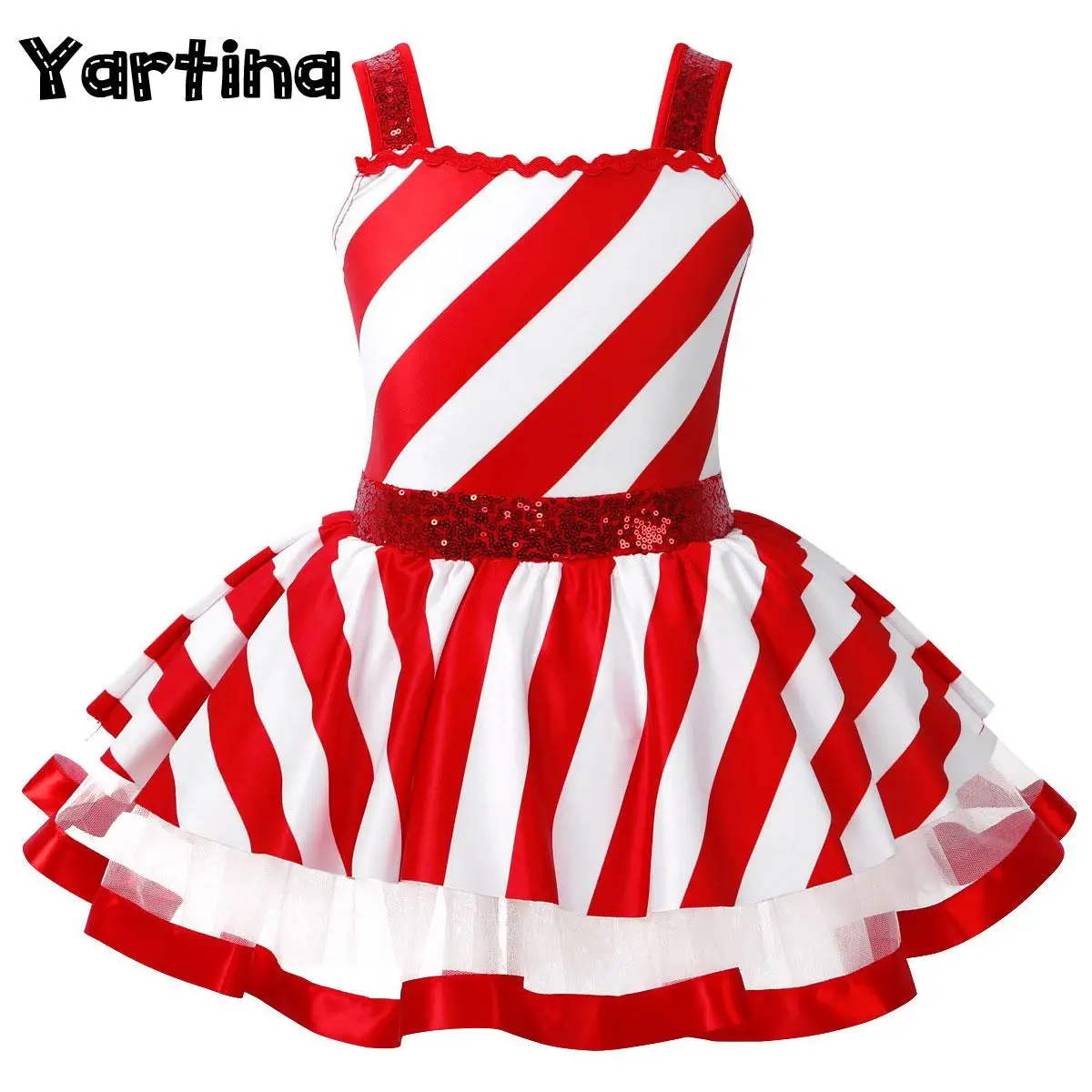 Kids Girls Ballet Tutu Dance Costume Candy Cane Mrs Santa Claus Christmas Costume Artistic Figure Skating Twirling Leotard Dress ballet leotard ballet skirts girls dance costumes tutu skirt