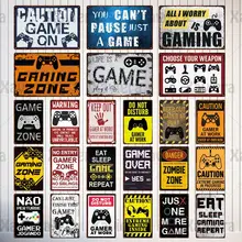 

Funny Gamer Metal Tin Sign Warning Gaming Vintage Plaque Retro Wall Art Home Decor Gamer Club Game Room Man Cave Bar Wall Decor