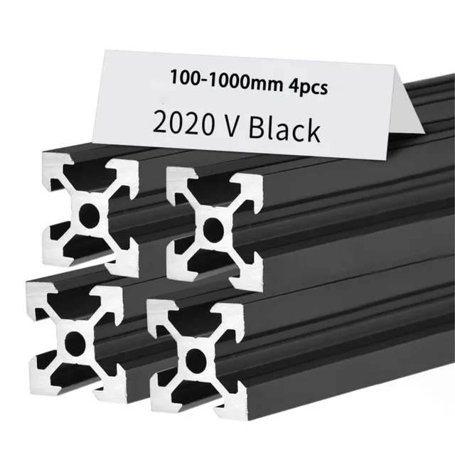 1/4ชิ้น2020 V-Slot 2020 V มาตรฐานยุโรปอะลูมิเนียมสีดำโปรไฟล์2020อัดขึ้นรูปรางเชิงเส้นสำหรับเครื่องพิมพ์3D CNC DIY 1