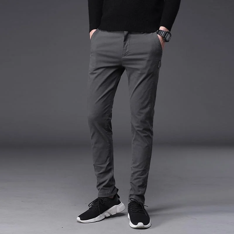 Fashion Men Stretch Business Casual Pencil pants slim fit Straight Suit Pants Classic Trousers Formal Pants
