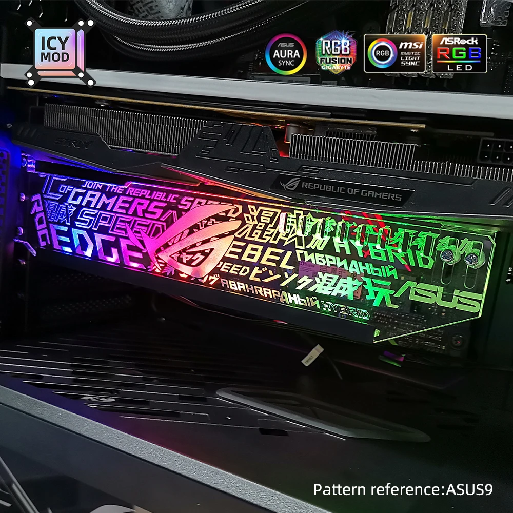 Suporte Vga Rgb Personalizar Argb Suporte Horizontal Gpu Suporte de Placa de Vídeo Suporte Gráfico Personalizável Aura Faça Você Mesmo pc Refrigerador de Água Cpu - Imagem 5