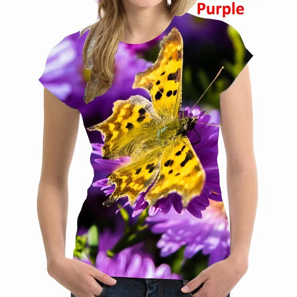 

Women's Shirt 3d Printed Butterfly T-shirt Casual Short Sleeve Tee