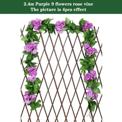 Silk Artificial Rose Vine Hanging Garland for Elegant Wall and Home Decoration (9  purple)