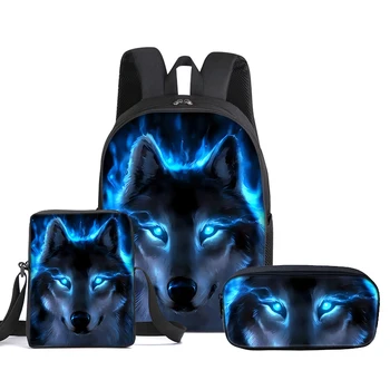 Wolf  Child Backpack with Messenger Bag Pencil Bags School Bag For Boy/Girls Best Gift 3D Cartoon Student School Bags 1