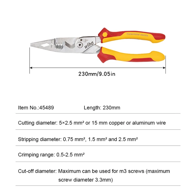 Wiha-Alicates multifuncionales de electricista 8 en 1 45489