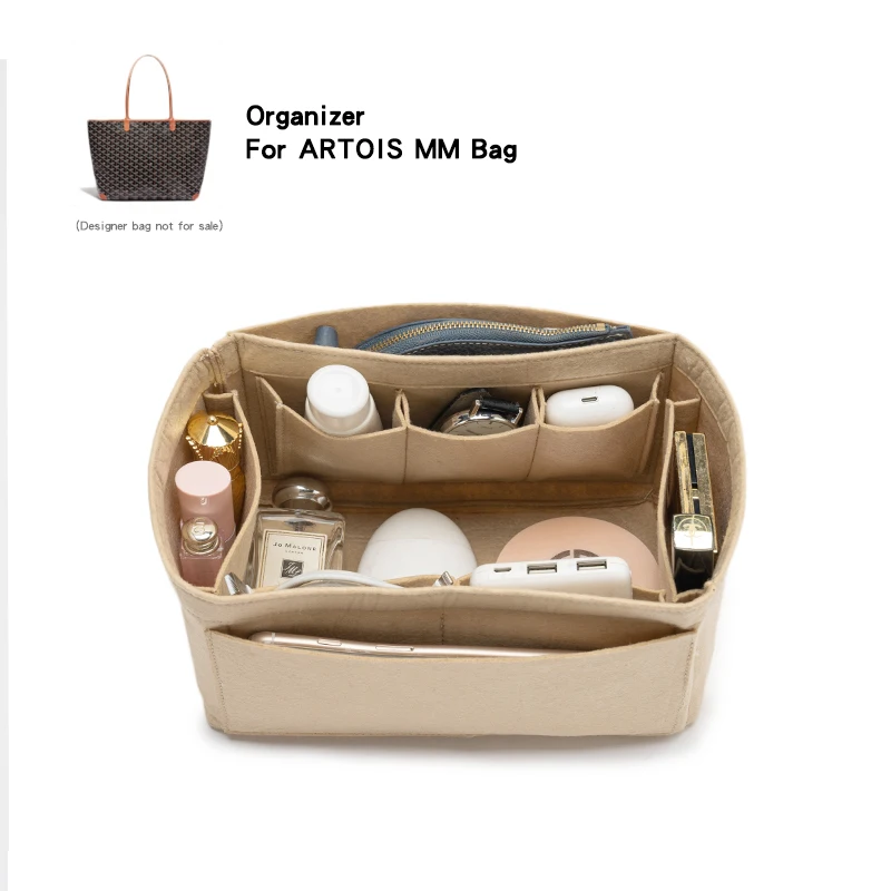 Felt Insert Organizer For Goyad ARTOIS MM Tote Bag Travel Makeup Shaper,Fit Luxury Designers Handbag Inner Liner Purses