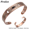 ARADOO Onyx Devil's Eye Pure Copper Bracelet Neodymium Magnet Open Cuff 3500 Gauss Magnetic Therapy Bangles 1
