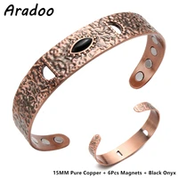ARADOO Onyx Devil's Eye Pure Copper Bracelet Neodymium Magnet Open Cuff 3500 Gauss Magnetic Therapy Bangles 1