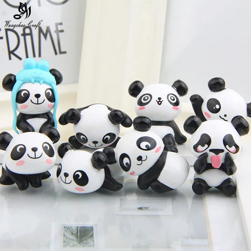 Party Supplies 8pcs/lot Resin Panda Cake Topper Happy Birthday Home DIY Decoration Room Table Garden Decora Photo Props