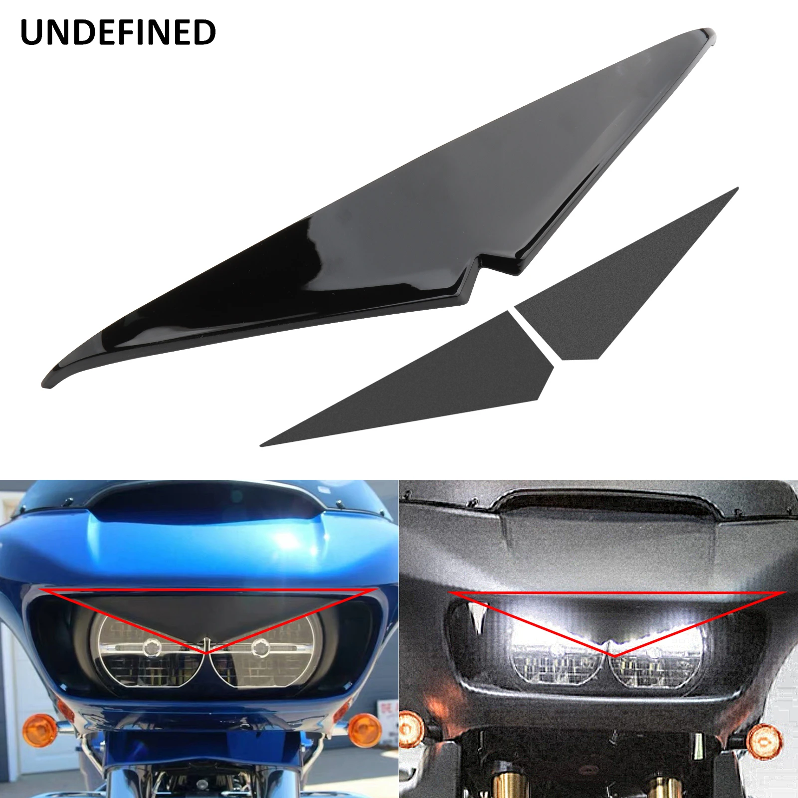 Headlamp Eyebrow Eyelid Upper Tip Cover Visor Harley Road Glide