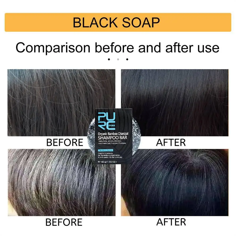 Description Picture 3 of item60g Soap Hair Darkening Shampoo Bar Repair Gray White Hair Color Dye Face Hair Body Shampoo Natural Organic Hair Conditioner