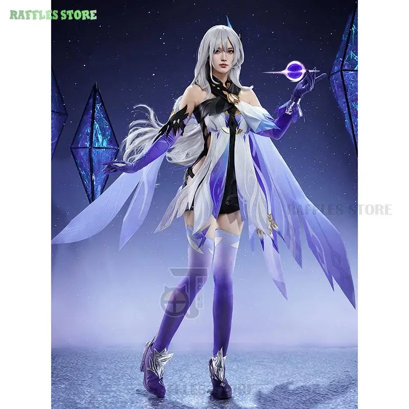 

Skirk Cosplay Costumes Wig Genshin New Purple Shorts Suit Skirk Jumpsuit Halloween Anime Party Cos Women Fancy Suit Vestido