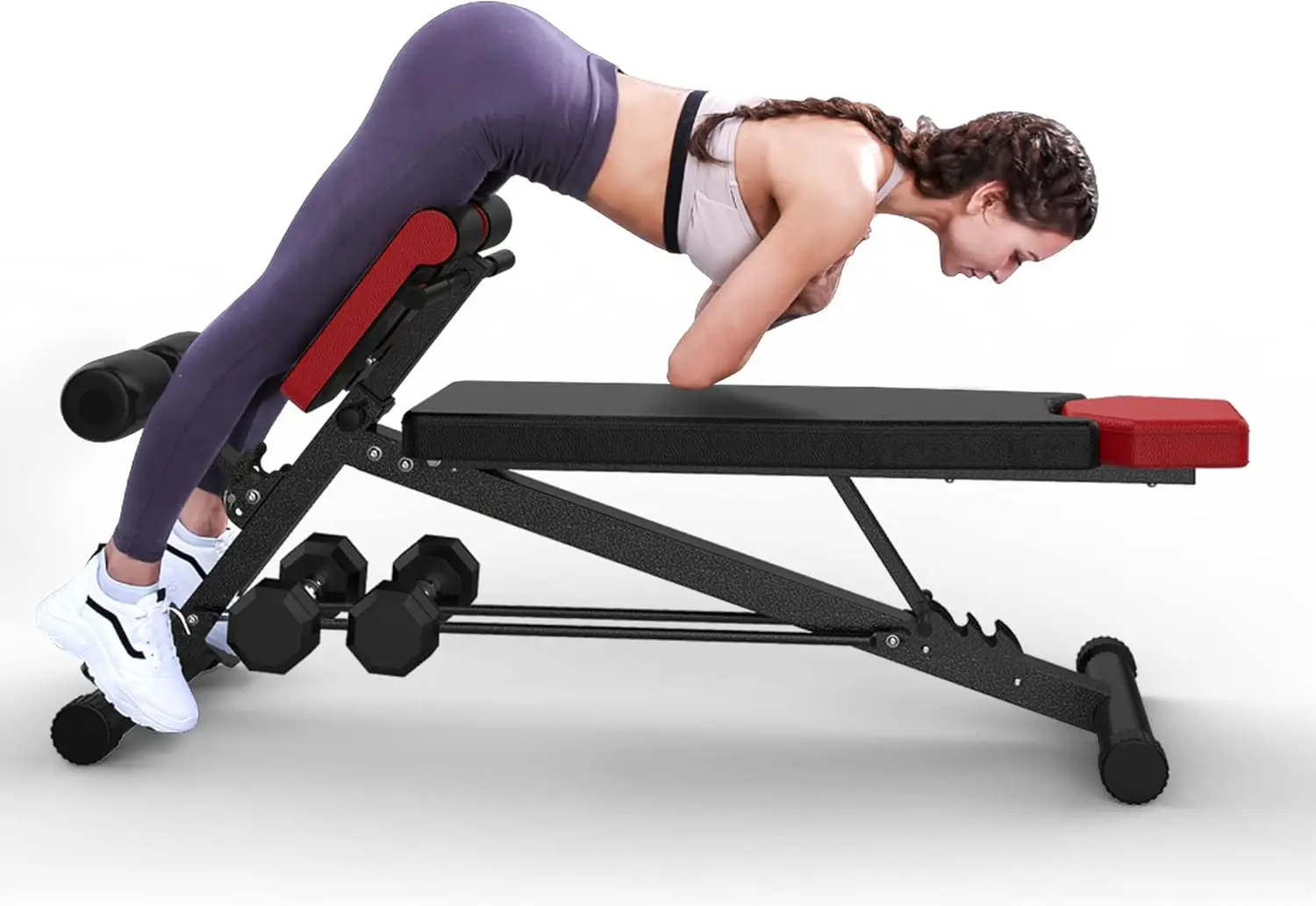 Form Multi-functional Adjustable Weight Bench with Free Workout Chart. Adjust to Hyper Back Extension, Roman Chair, Ab Sit Up Be