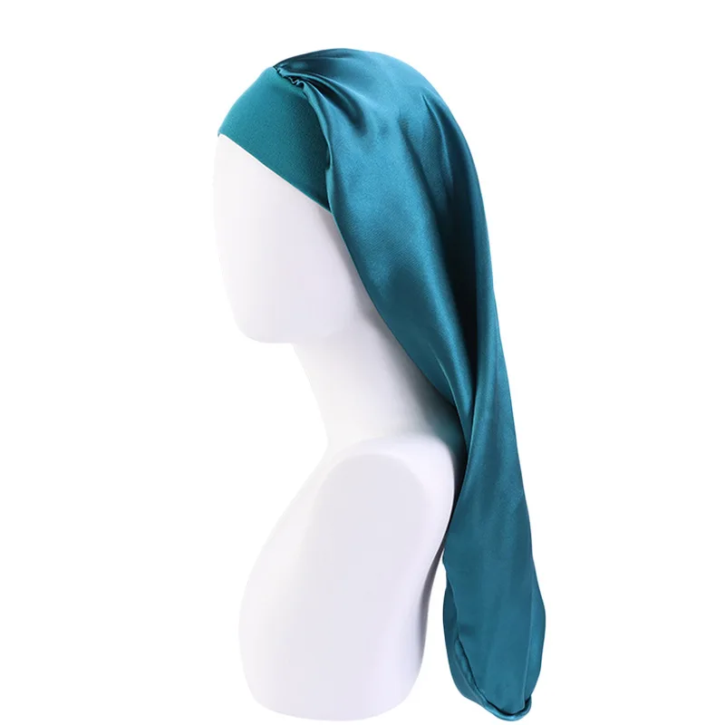 Satin Sleep Cap Elastic Wide Edge Bonnet Long Hair Sleeping Hats Wrap Night Cap Hair Care for Women Men Unisex