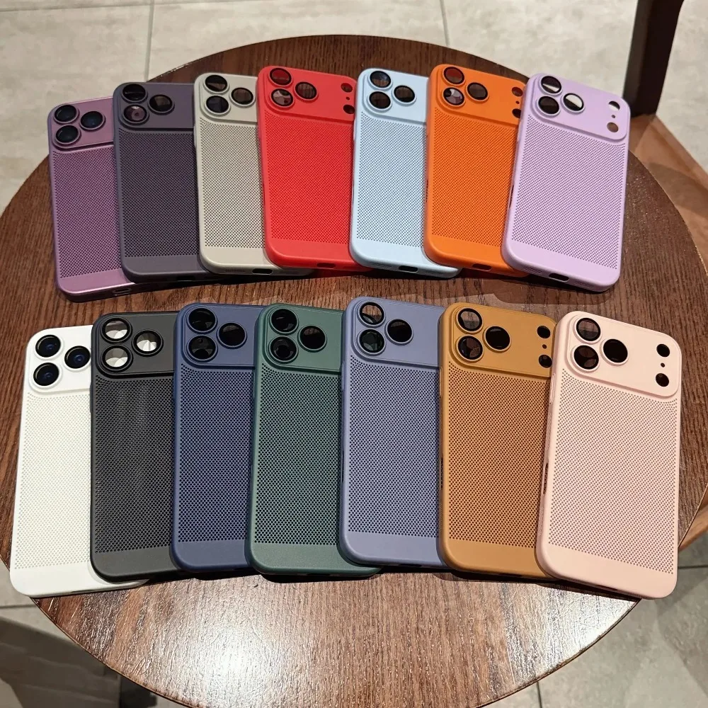 Honeycomb Heat Dissipation Shockproof Phone Case - Cooling & Breathable Solid Color Cover