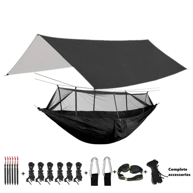 Hammock Camping with Bug Net/Netting and Rain Fly Tarp,Portable Nylon Parachute Hammocks for Outdoor Indoor Survival & Travel 