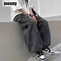 2022 Spring Autumn Trousers y2k baggy jeans for men Wide leg Pants Pockets Elastic Waist Streetwear Loose comfortable Pants 1