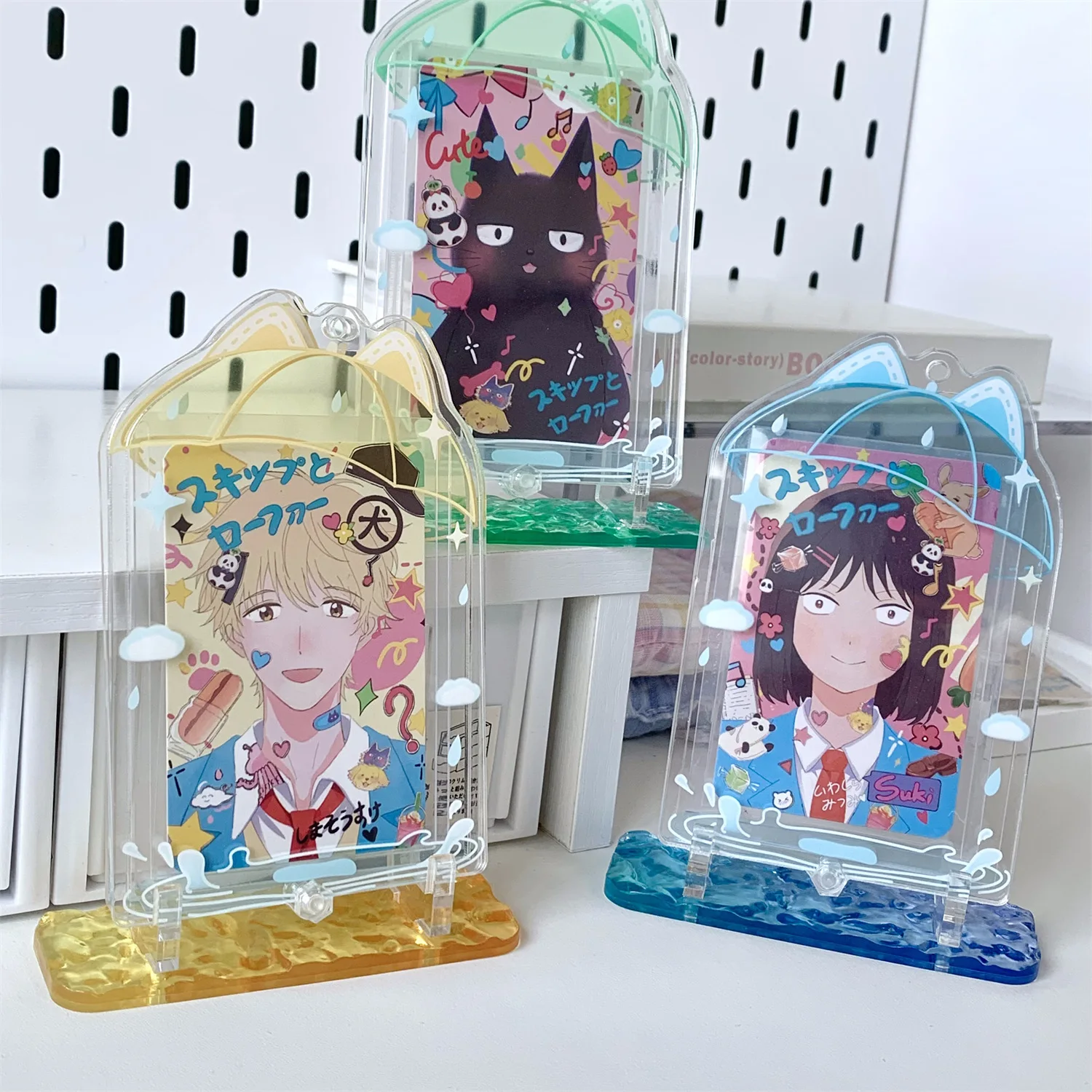 INS 우산 아크릴 포토카드 거치대 한국 인스 아이돌 사진 프레임, 귀여운 스위트 카드 디스플레이, 데스크탑 장식 카드 슬리브, 3 인치