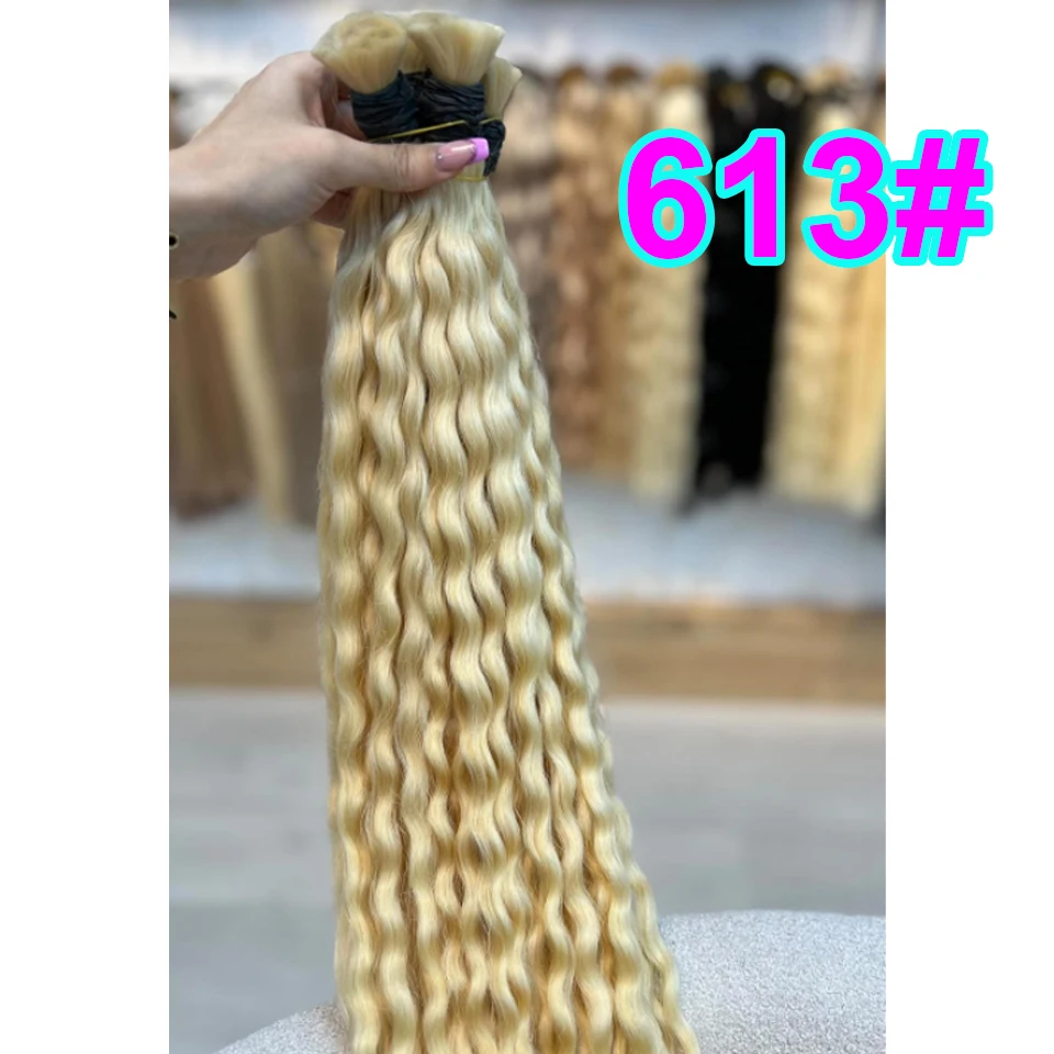 Human Hair Extension 613# Deep Curly Wave Natural Hair Vendor Virgin Bundles Bulk Human For Braiding